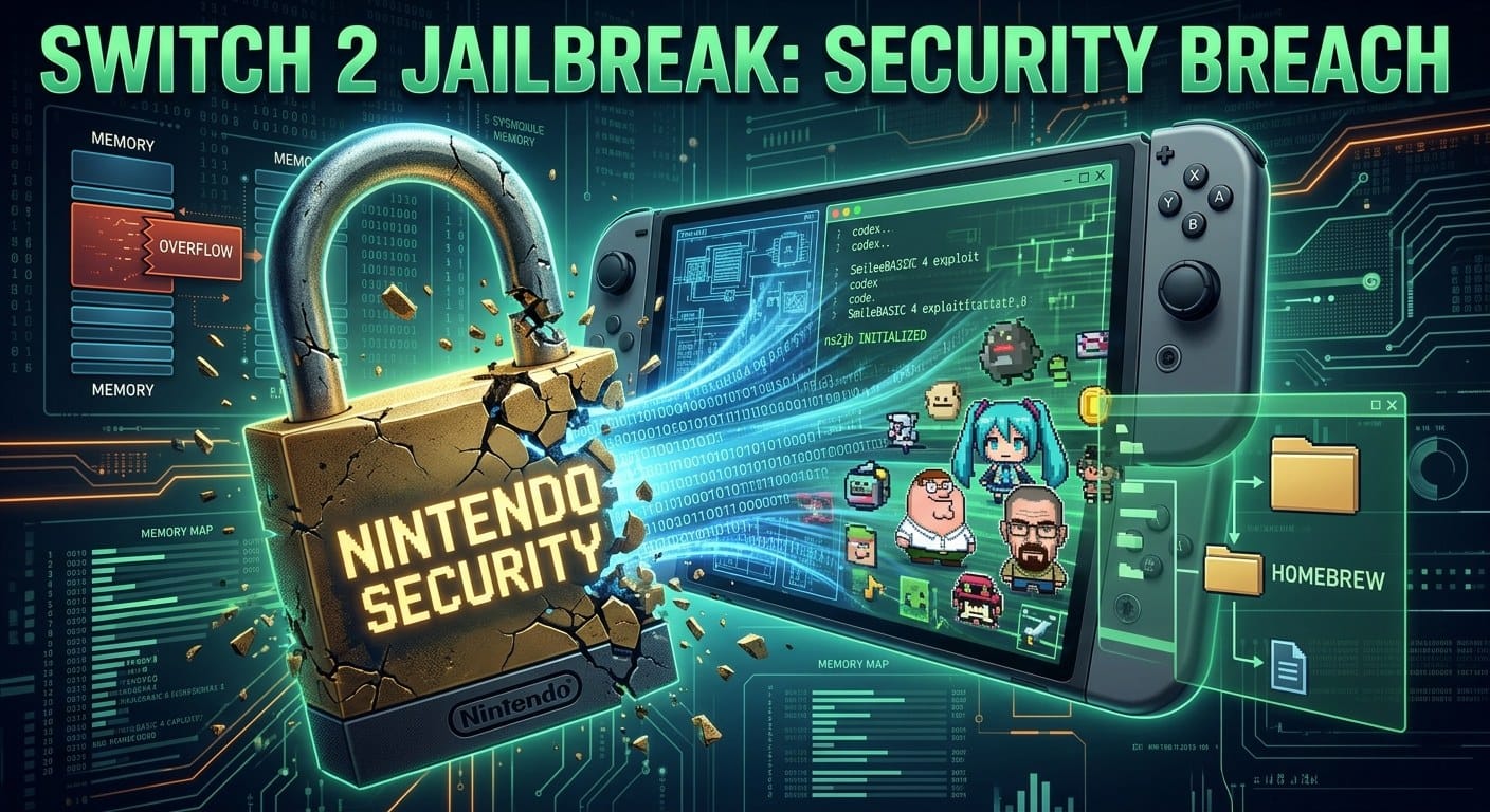 Jailbreak por software chega ao Switch 2, e a Nintendo tira SmileBASIC 4 da eShop